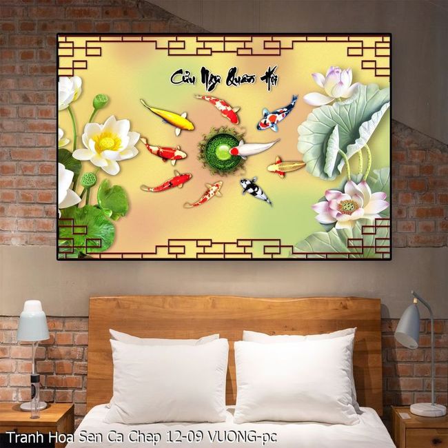 Tranh Hoa Sen Ca Chep 12 09 VUONG